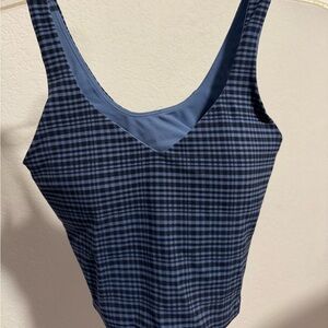 lululemon athletica Blue Checkered Tank Top
